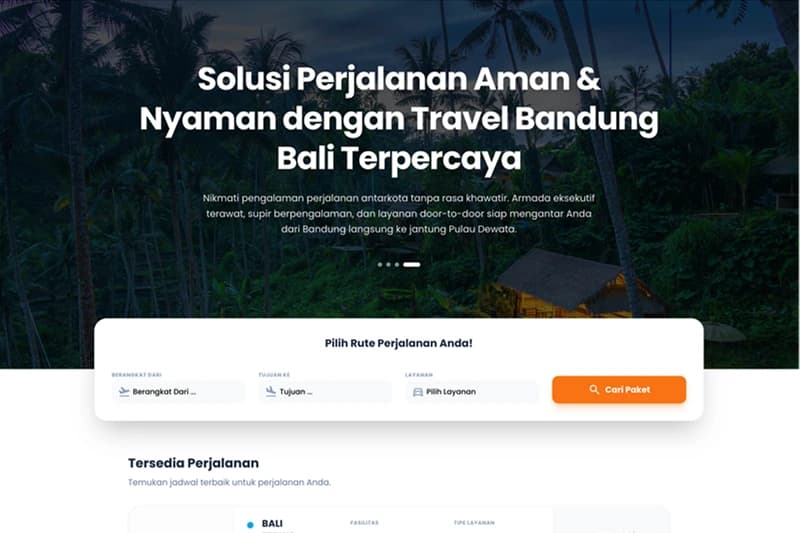 Website Layanan Sewa Hiace dan Travel Bandung Bali AGAN TRANS