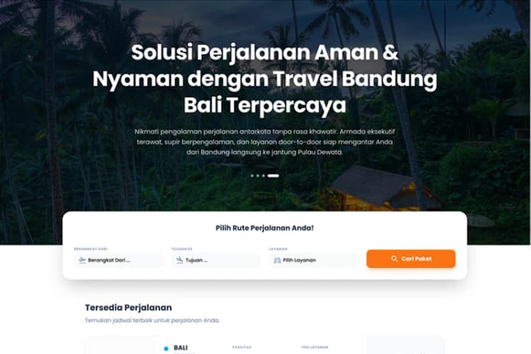 Website Travel Bandung Bali AGAN TRANS